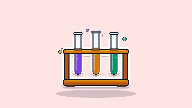 Test tubes in rack illustration with colorful liquid samples for science concept