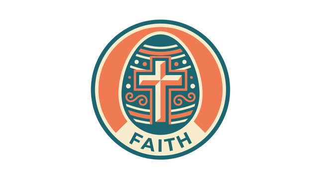 Easter Egg Cross Faith Emblem Isolated