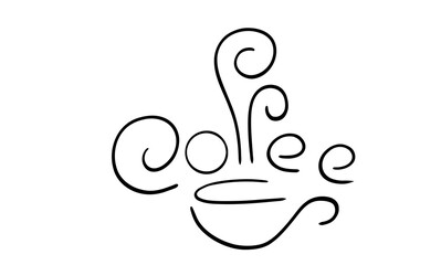 Coffee house time and morning typography lettering set line art vector illustration isolated on background © Yaroslava