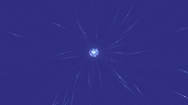 Futuristic Blue Light Warp Speed Effect with Central Glow and Radiating Streaks in a Seamless Loop Animation
