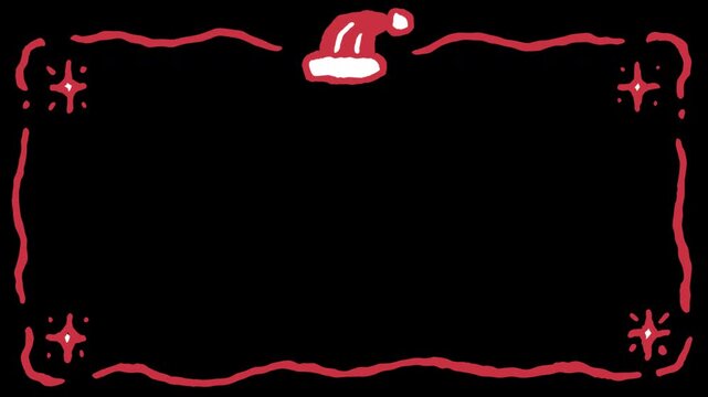 Hand Drawn Christmas Frame Animation with Santa Hat and Stars