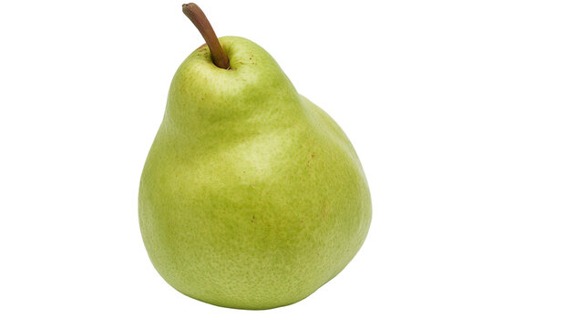 Isolated fresh ripe green pear fruit standing upright, healthy and delicious organic snack