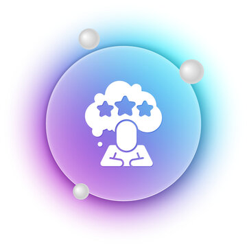 White Five stars customer product rating review icon isolated on white background. Favorite, best rating, award symbol. Blue and purple gradient circle background. Vector