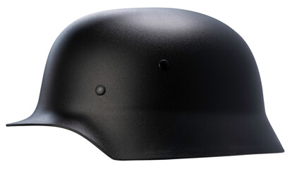 Fototapeta premium Vintage military steel combat helmet isolated on a white background, with clipping path, military history projects, tactical gear marketing, and museum exhibitions png file.