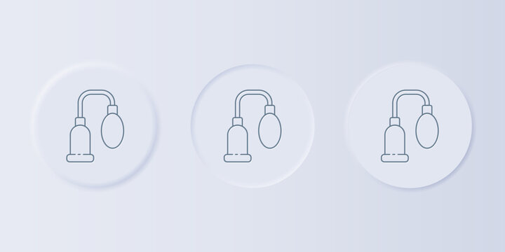 Grey Penis pump icon isolated on grey background. Penis enlarger. Sex toy for men. Vacuum pump with a blower to increase the penis. Set icons in square buttons. Vector