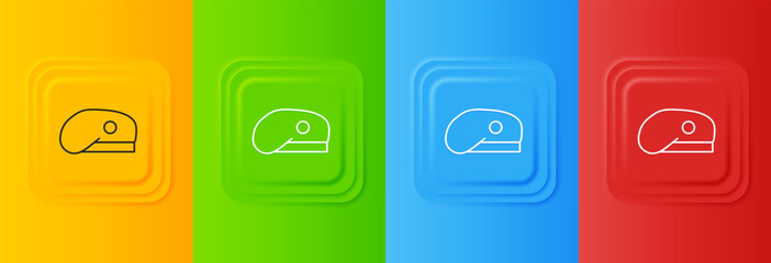 Fototapeta premium White Military beret icon isolated on colorful background. Soldiers cap. Army hat. War baret. Set icons in square buttons. Vector