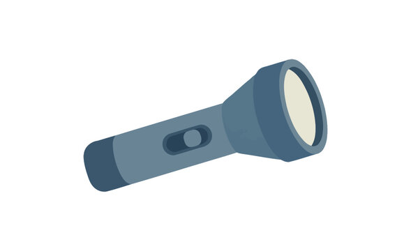 Blue flashlight with switch a flat vector illustration on a white background