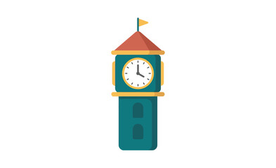 Clock tower with a flag on top flat vector illustration © Dl Vect