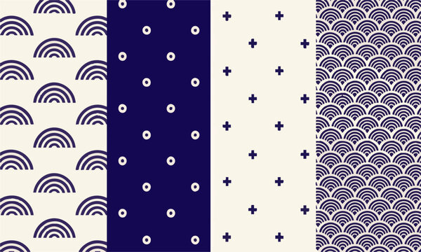 Japanese Indigo Patterns for Textile and Packaging.