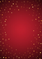 Fototapeta premium Elegant red gradient festive background with gold stars border frame