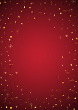 Elegant red gradient festive background with gold stars border frame