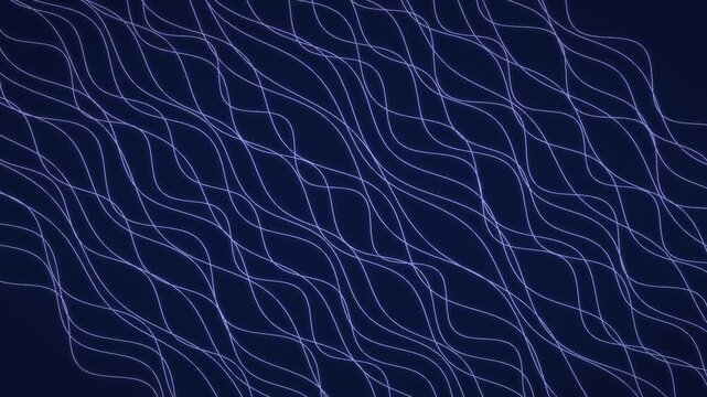 Luminous blue lines undulate across a dark background creating a flowing digital pattern wavy sinuous curvilinear