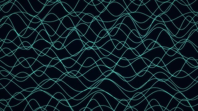 cyan sine waves oscillate across a dark background creating a rhythmic visual pattern oscillation rhythm pattern