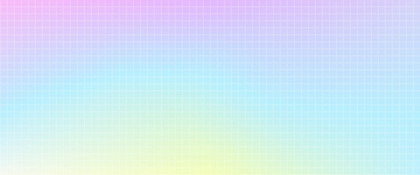 Pastel gradient neon gradation with grid. Y2k unicorn holographic grid paper with line pattern background. Gentle blend of lime blue pink and purple hues with a smooth