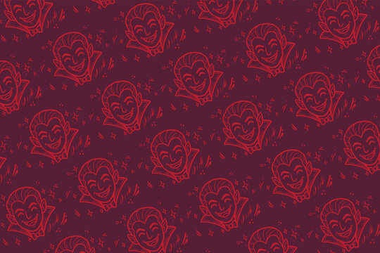 Cute hand drawn Halloween vampire seamless pattern for food wrap paper