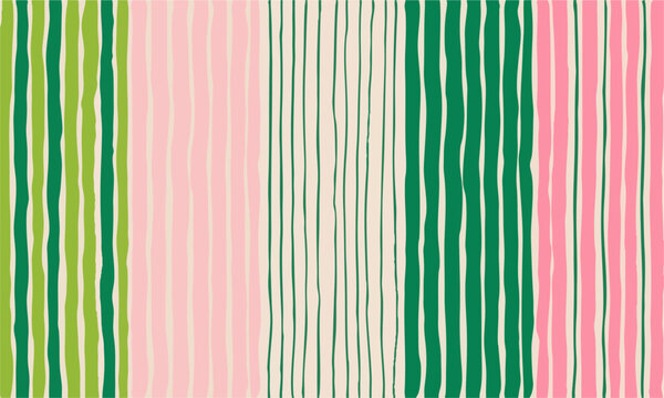 Organic Green Stripes for Textile and Wallpaper.