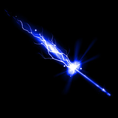 Dynamic energy flow visualized with vibrant blue light trails against a stark black background creating a striking effect © Creative_Rasma