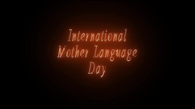 International mother language day glowing text design on dark background