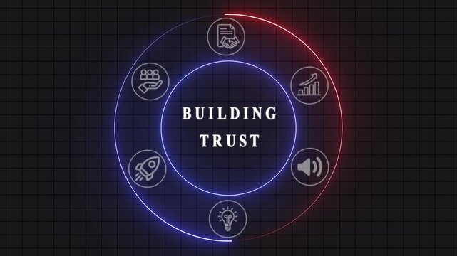 Modern build development concept with glowing icons