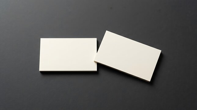 Two Professional Blank Business Cards on Dark Minimalist Background for Branding Mockup and Corporate Identity Showcase