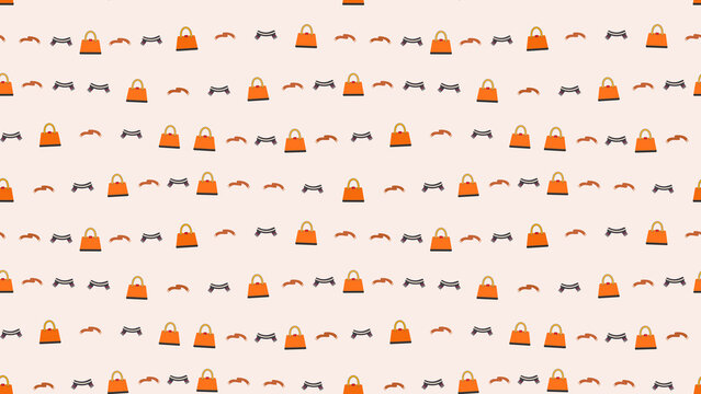 Orange shopping bags and eyelashes pattern