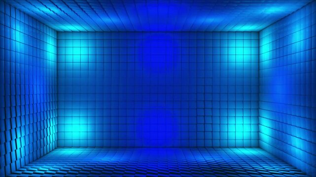 Broadcast Pulsating Switching Hi-Tech Illuminated Cubes Room Stage, Multi Color, Events, 3D, Loopable, 4K