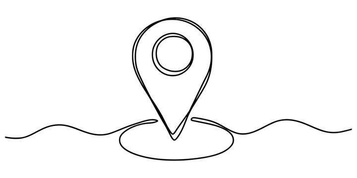 Map location pin icon continuous line drawing style isolated on transparent background navigation and travel concept symbol.