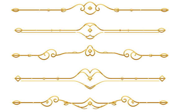Luxury golden line dividers and decorative page borders with diamond accents for formal certificate design.