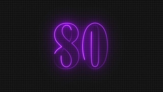 Glowing purple digital number thirty on grid background