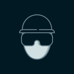 Fototapeta premium Line Special forces soldier icon isolated on black background. Army and police symbol of defense. Flat filled outline style with shadow. Vector