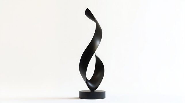 Black metal abstract sculpture standing