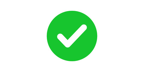 Green check mark icon inside circle for success and validation on transparent background. © icons