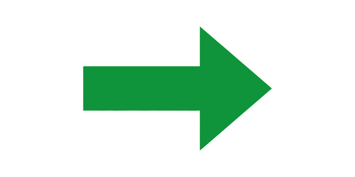 Green right arrow direction icon for navigation and progress.