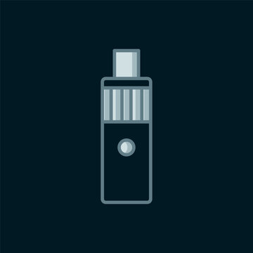 Line Vape mod device icon isolated on black background. Vape smoking tool. Vaporizer Device. Flat filled outline style with shadow. Vector