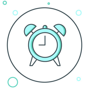 Line Alarm clock icon isolated on white background. Wake up, get up concept. Time sign. Colorful outline concept. Vector