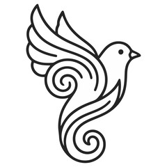 Fototapeta premium Stylized bird with swirling tail feathers