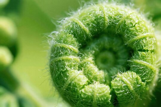 Close-up of a fern frond unfurling