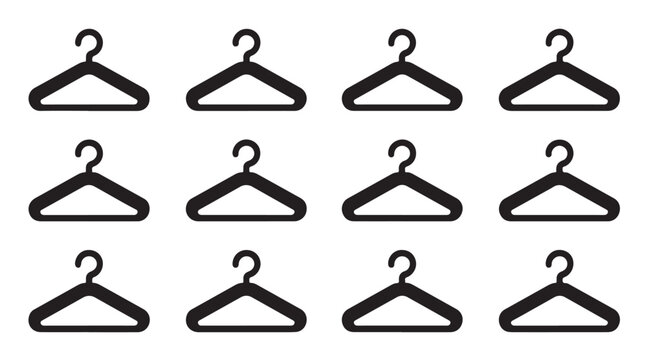 Symmetrical coat hanger pattern icons featuring classic black minimalist wire hook designs.