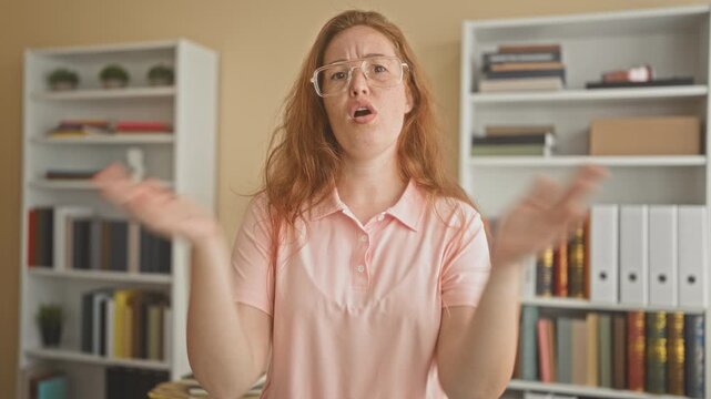 Woman crossing forearms into an x gesture showing refusal in a building study; boundary setting frustration.