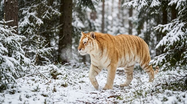 Rare Golden Tabby Tiger in Natural Jungle Habitat