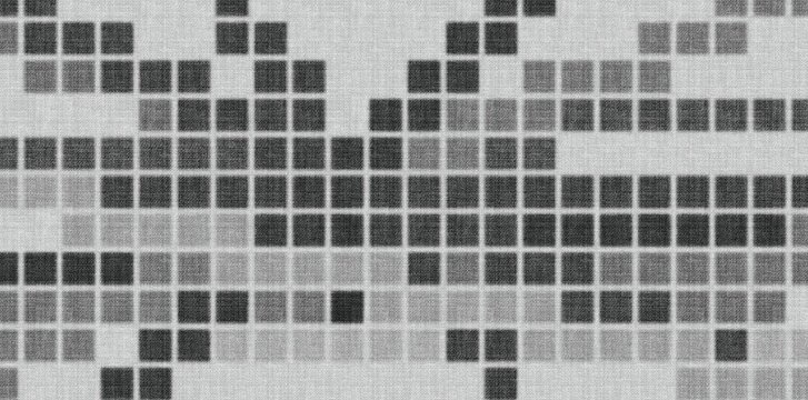 Abstract monochrome pixelated pattern background featuring a gradient of grey squares in a digital grid layout.