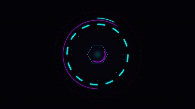 Glowing cyan purple circular progress ring dashboard ui elements
