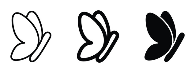 Fototapeta premium Butterfly line icons and silhouette for nature, transformation and freedom logo