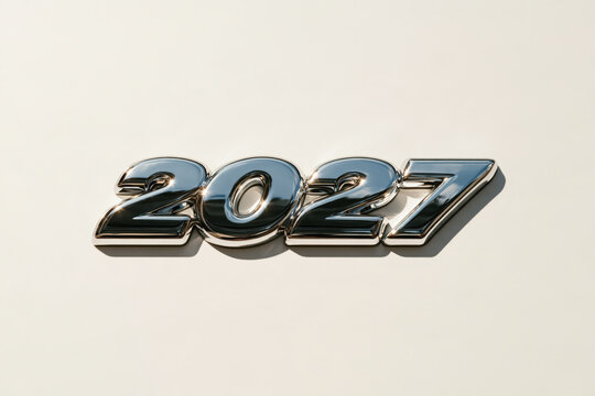 Metallic number 2027 displayed against a plain background