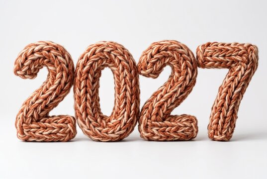 Creative representation of the year 2027 with woven numbers in a simple style