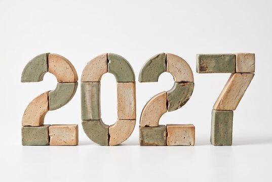 Blocks arranged to display the year 2027 on a plain background