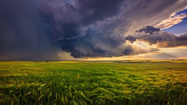 Storm Clouds Approaching Plains Dramatic Timelapse