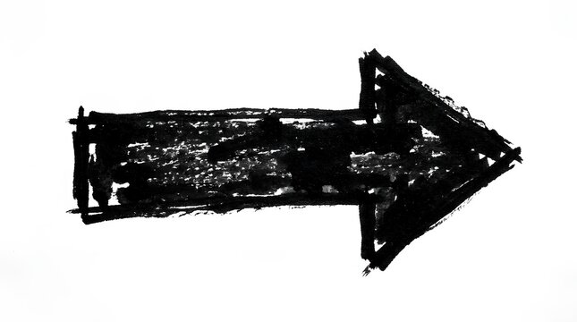 Bold black ink brush stroke arrow pointing right.