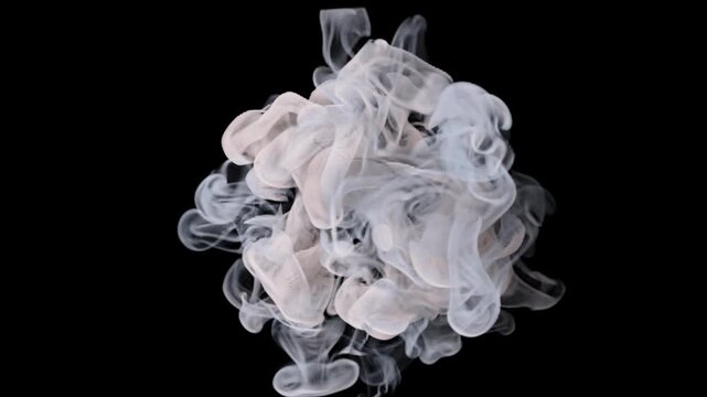 3D render. White smoke swirls against a black background.