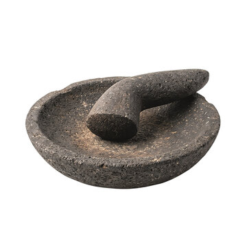 Realistic Indonesian Stone Mortar and Pestle